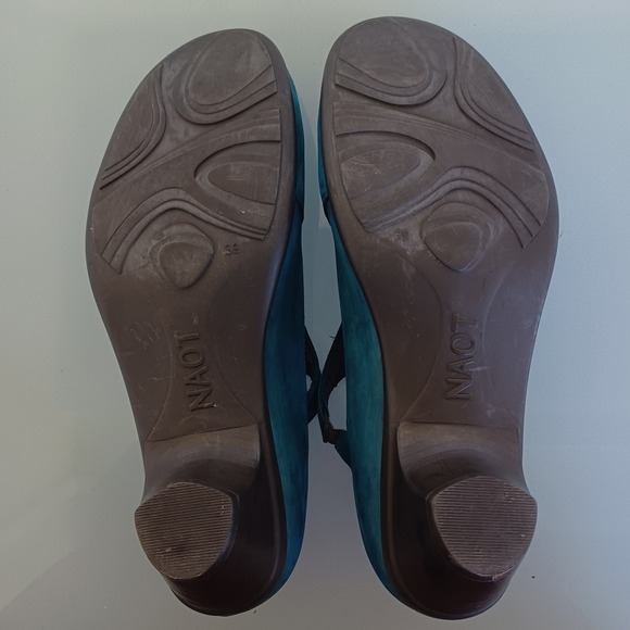 Naot Teal Blue Leather ⁰Pumps Metallic Bronze Cap Toe Size 39 L8 299406 - Picture 6 of 10